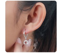 Sunlight Shaped Silver Hoop Earring HO-2053